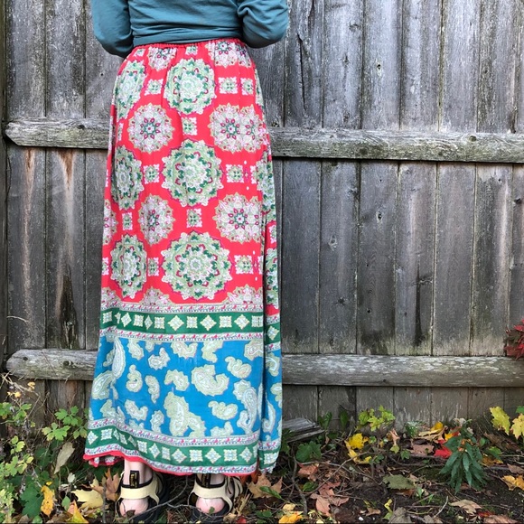 Angie Psychadelic Hippie Paisley Maxi Skirt Sz. M - Picture 3 of 4